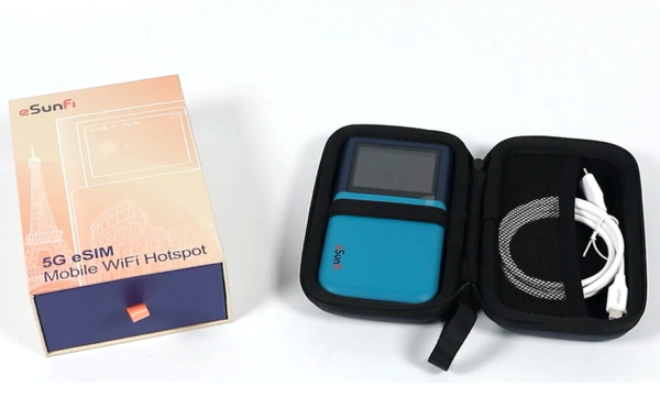 Hotspot Router 5G WiFi6/6E eSIM Mobile WiFi for Travel eSunFi SHFiEL62 cyan
